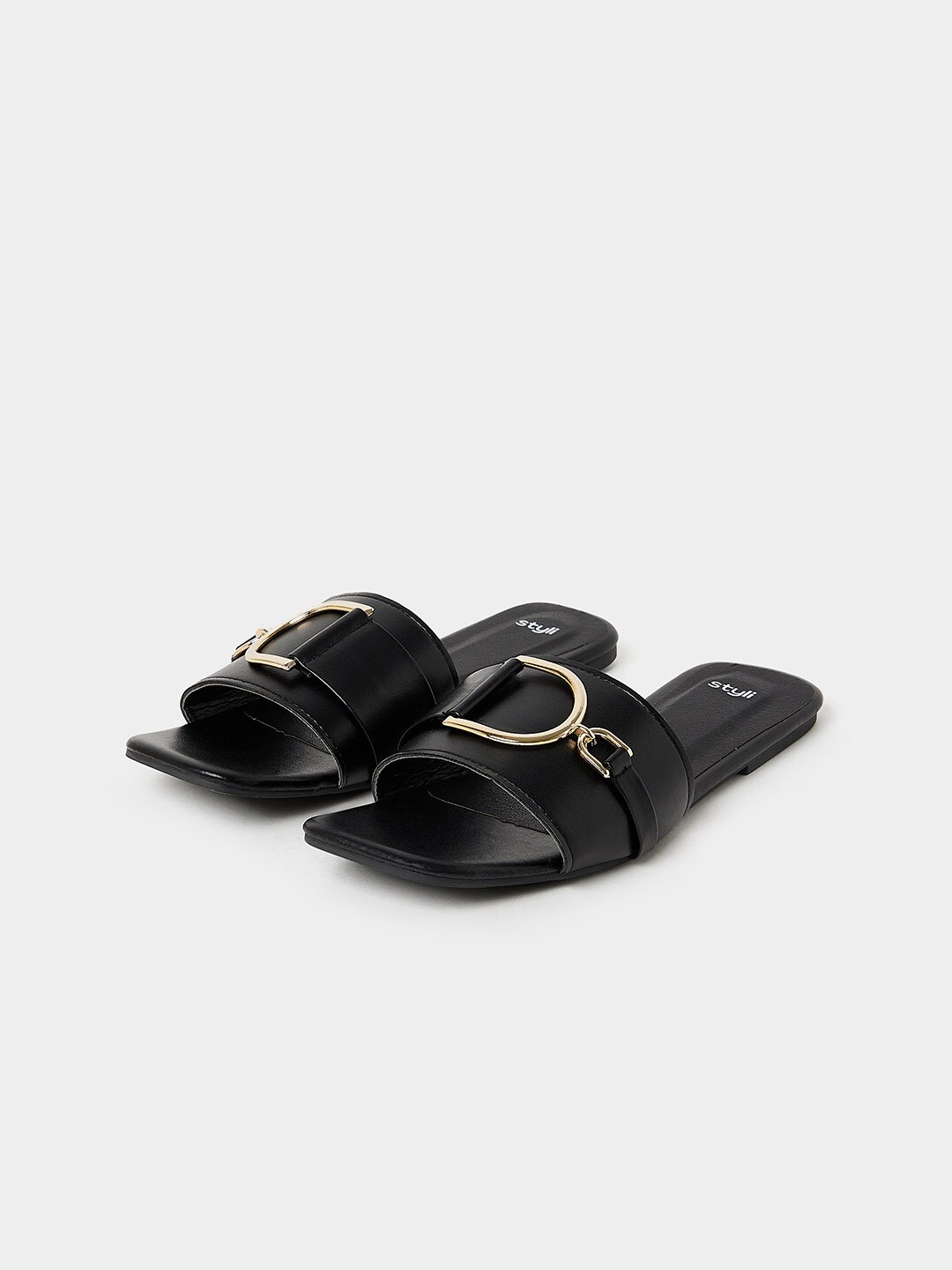 

Styli Women Embellished Open Toe Flats, Black