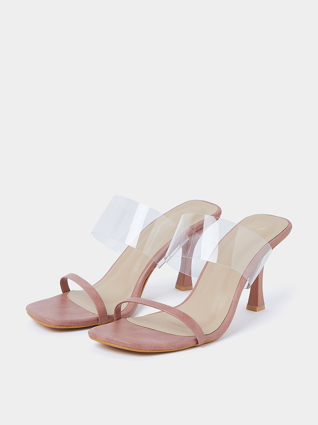 

Styli Open Toe Kitten Heels, Pink