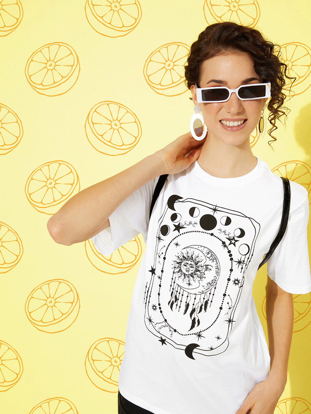 

DILLINGER Women Graphic Printed Oversized T-shirt, White