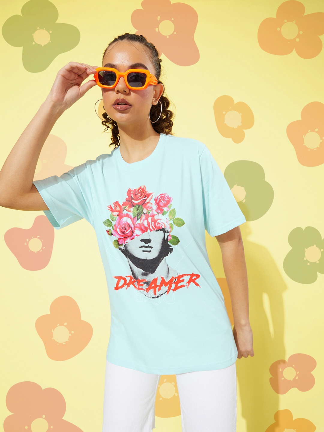 

DILLINGER Women Graphic Printed Oversized T-shirt, Blue