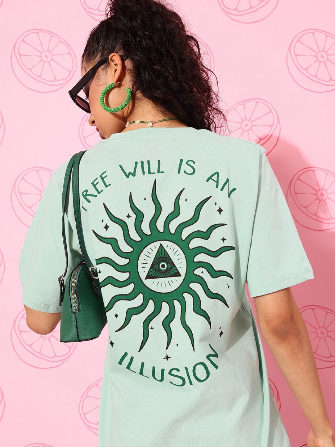 

DILLINGER Women Graphic Printed Oversized T-shirt, Turquoise blue