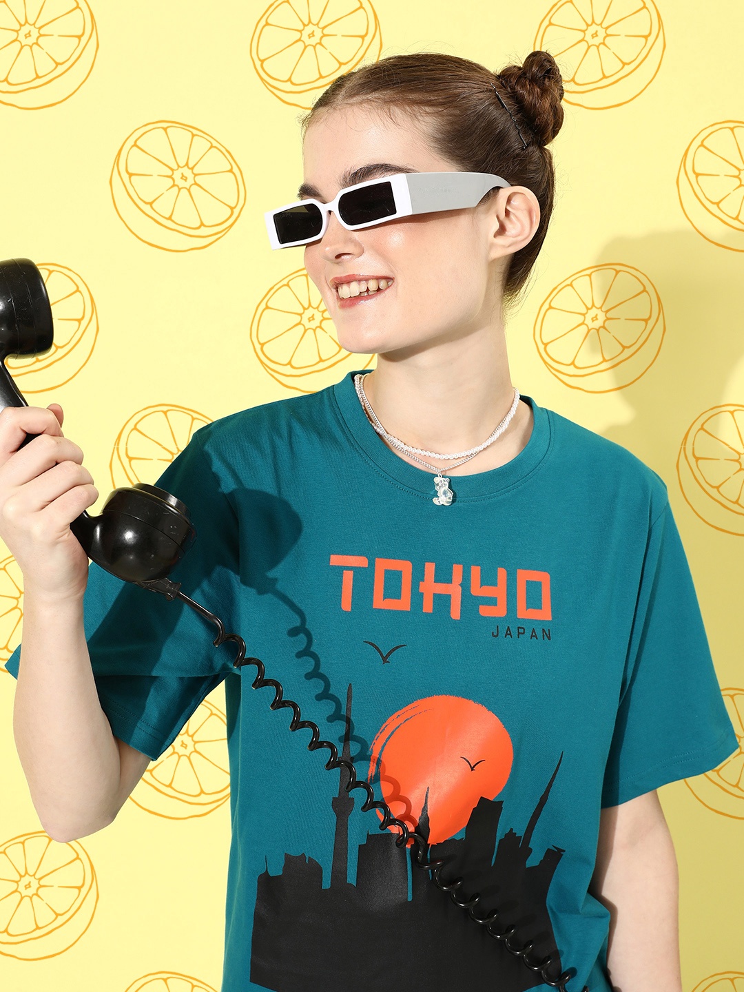 

DILLINGER Pure Cotton Printed Oversized T-shirt, Teal