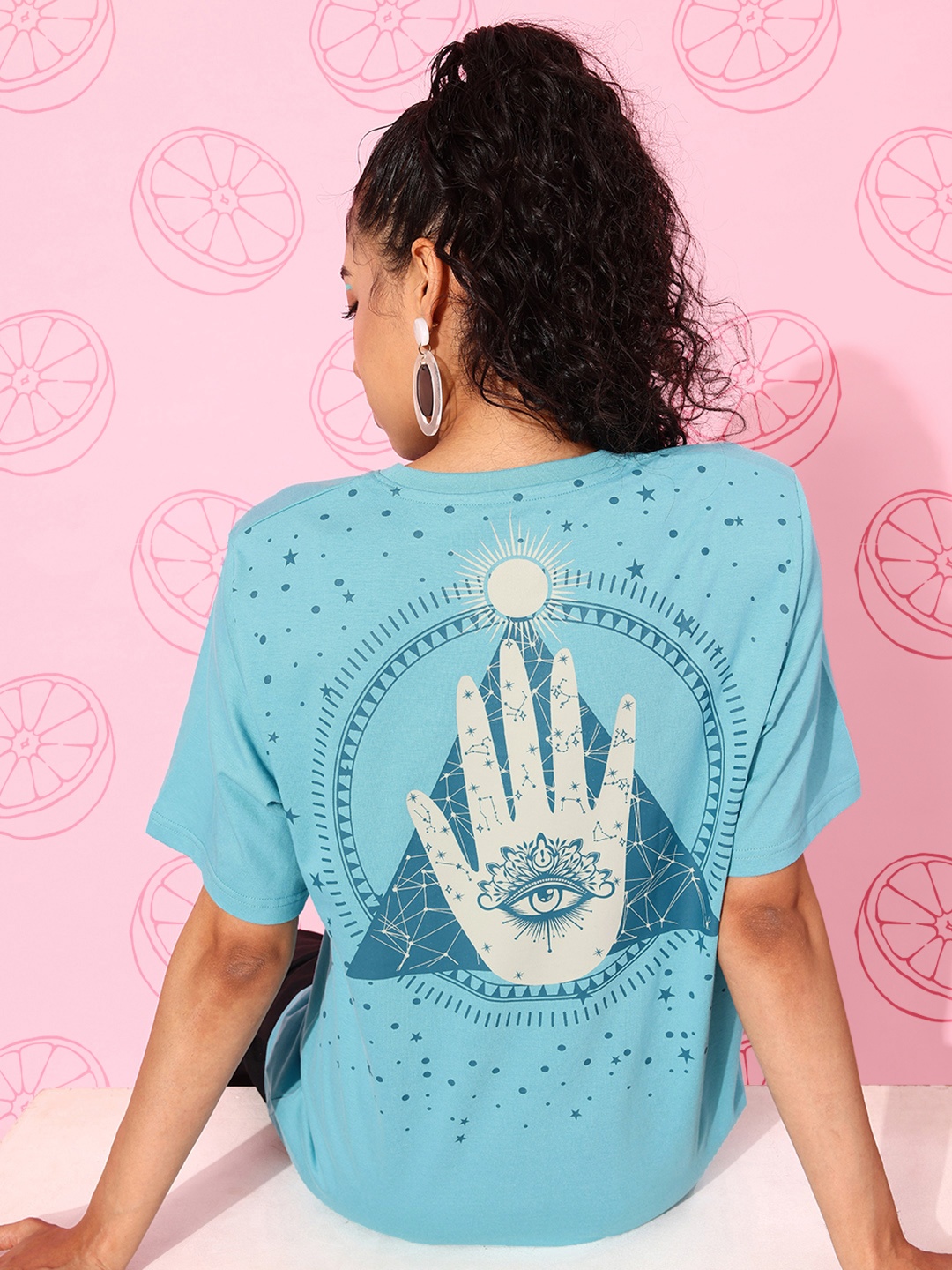 

DILLINGER Pure Cotton Printed Oversize T-shirt, Blue