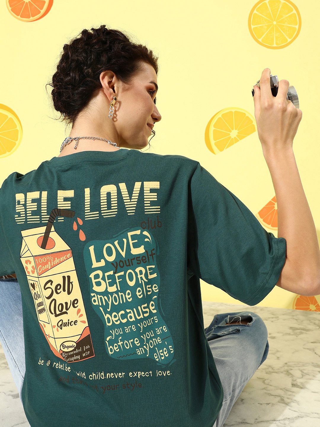 

DILLINGER Pure Cotton Printed Oversized T-shirt, Green
