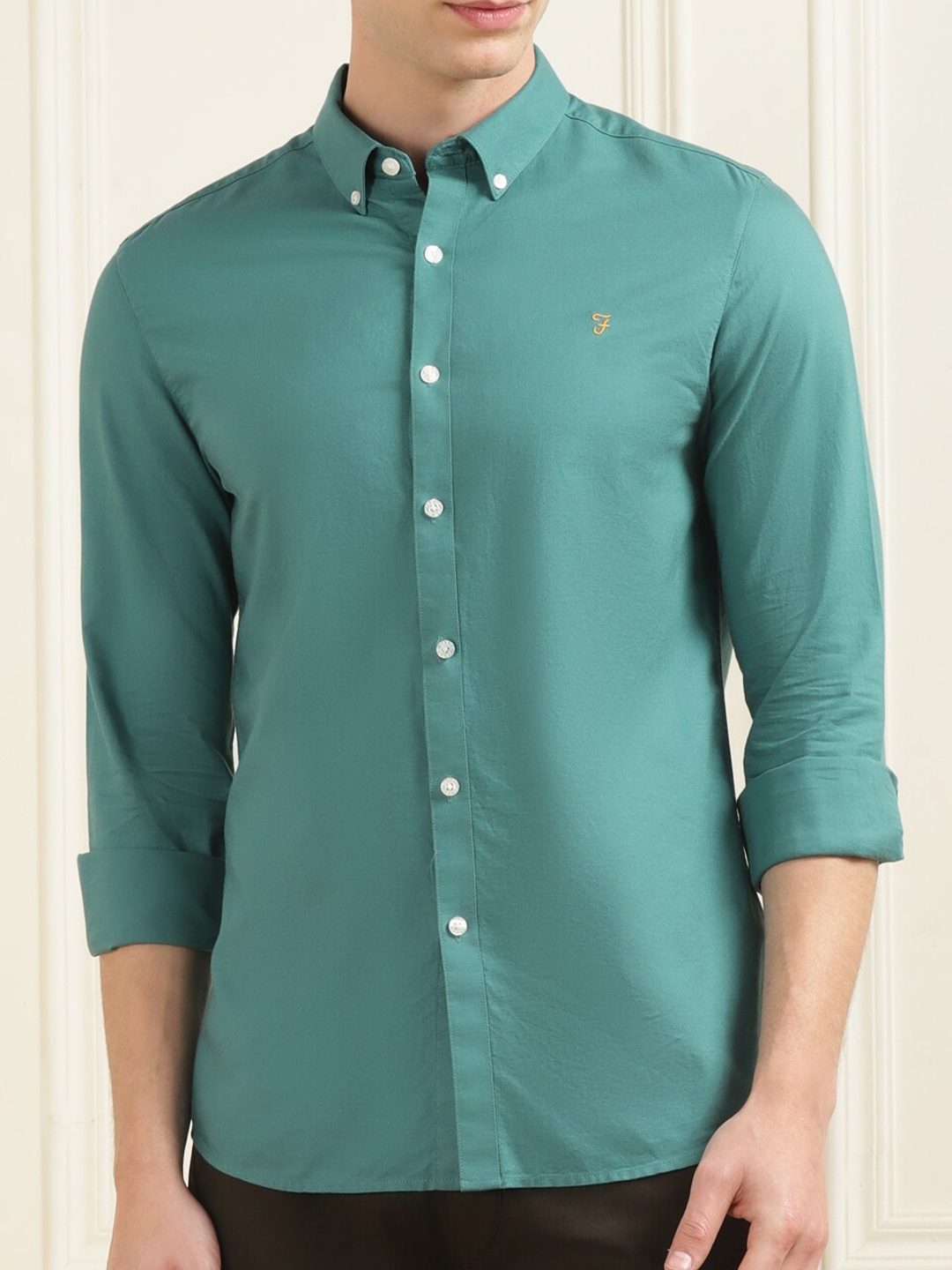 

Farah Button Down Collar Cotton Casual Shirt, Teal