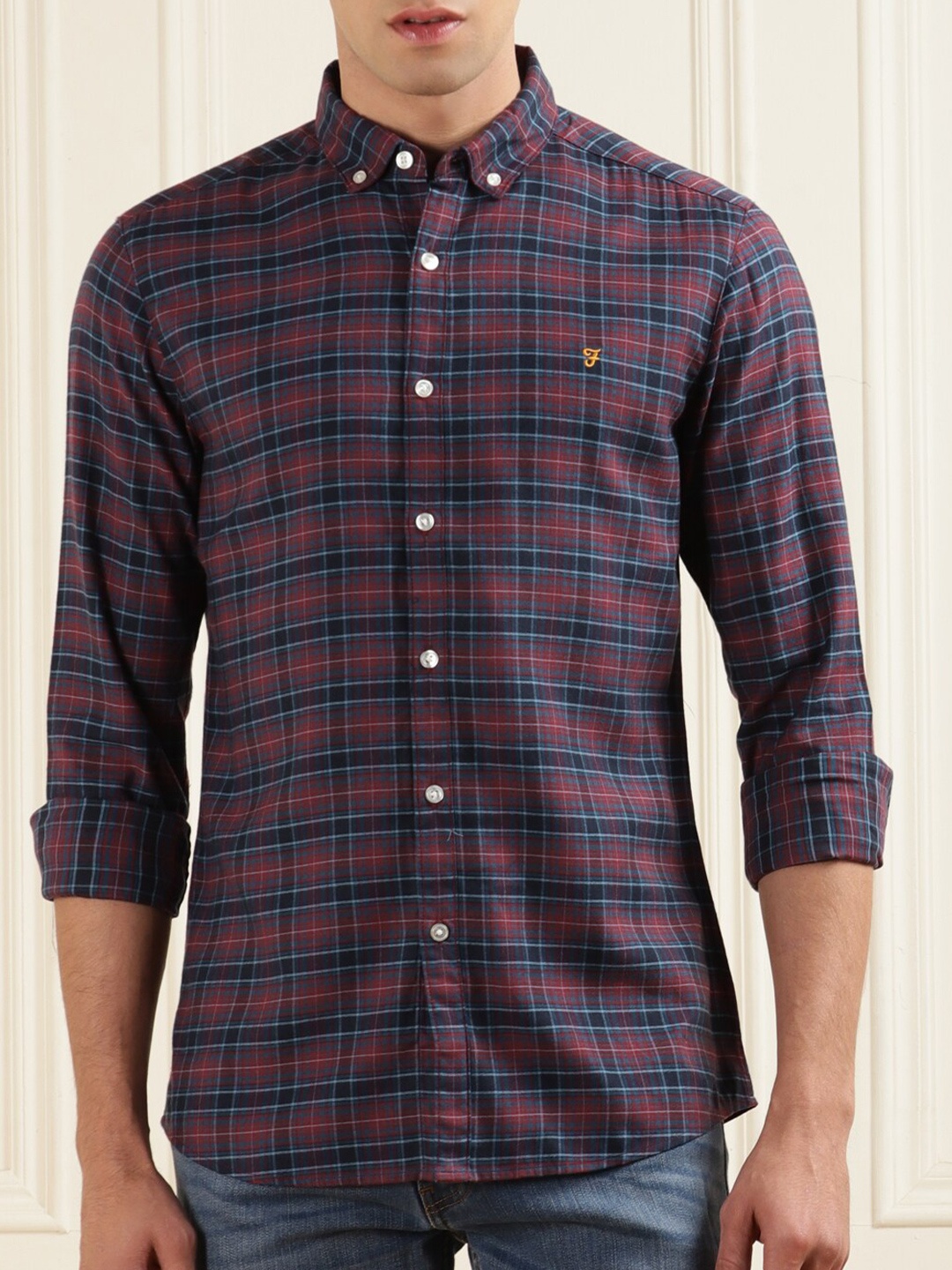 

Farah Tartan Checks Cotton Casual Shirt, Navy blue