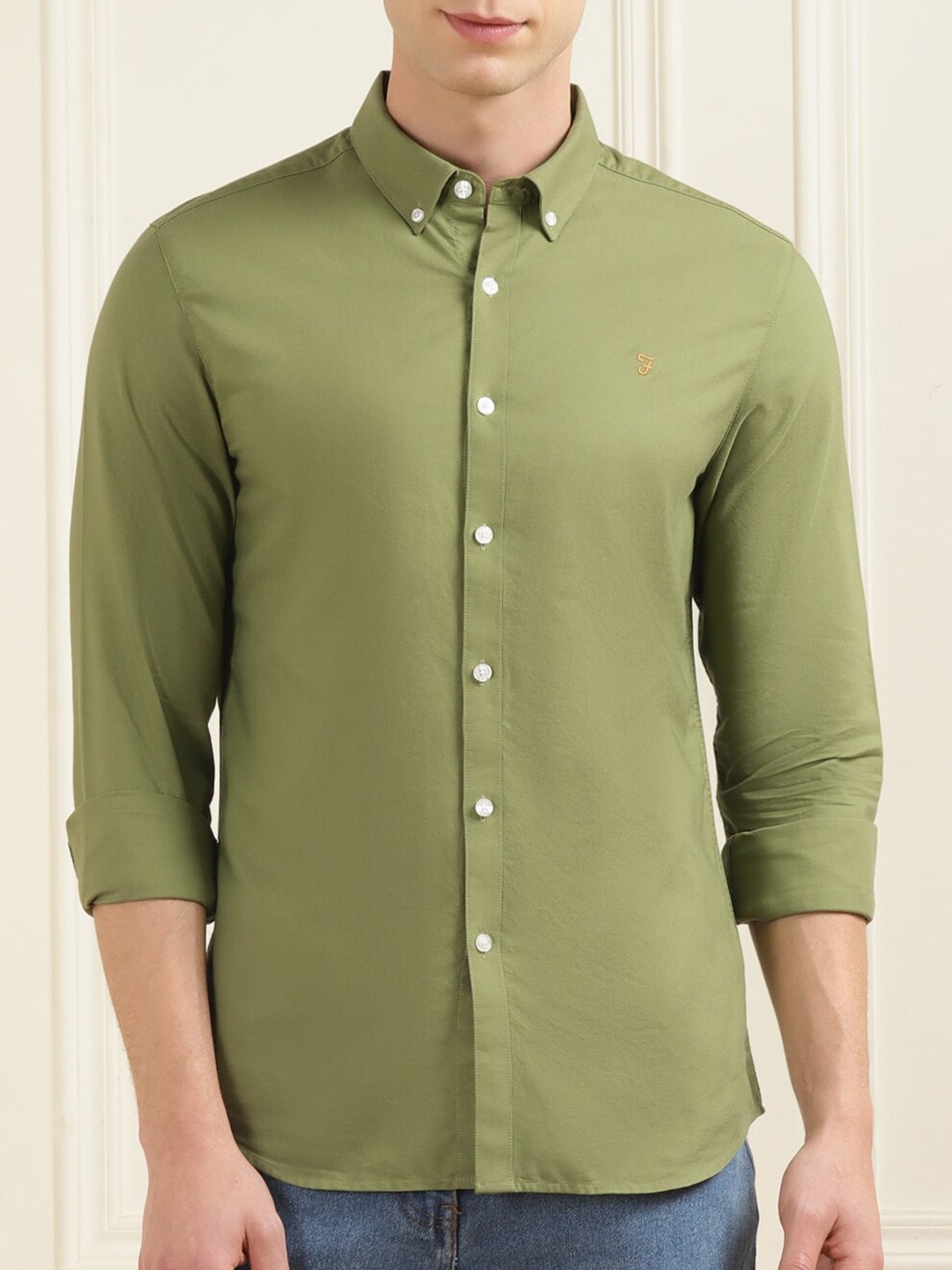 

Farah Button Down Collar Cotton Casual Shirt, Green