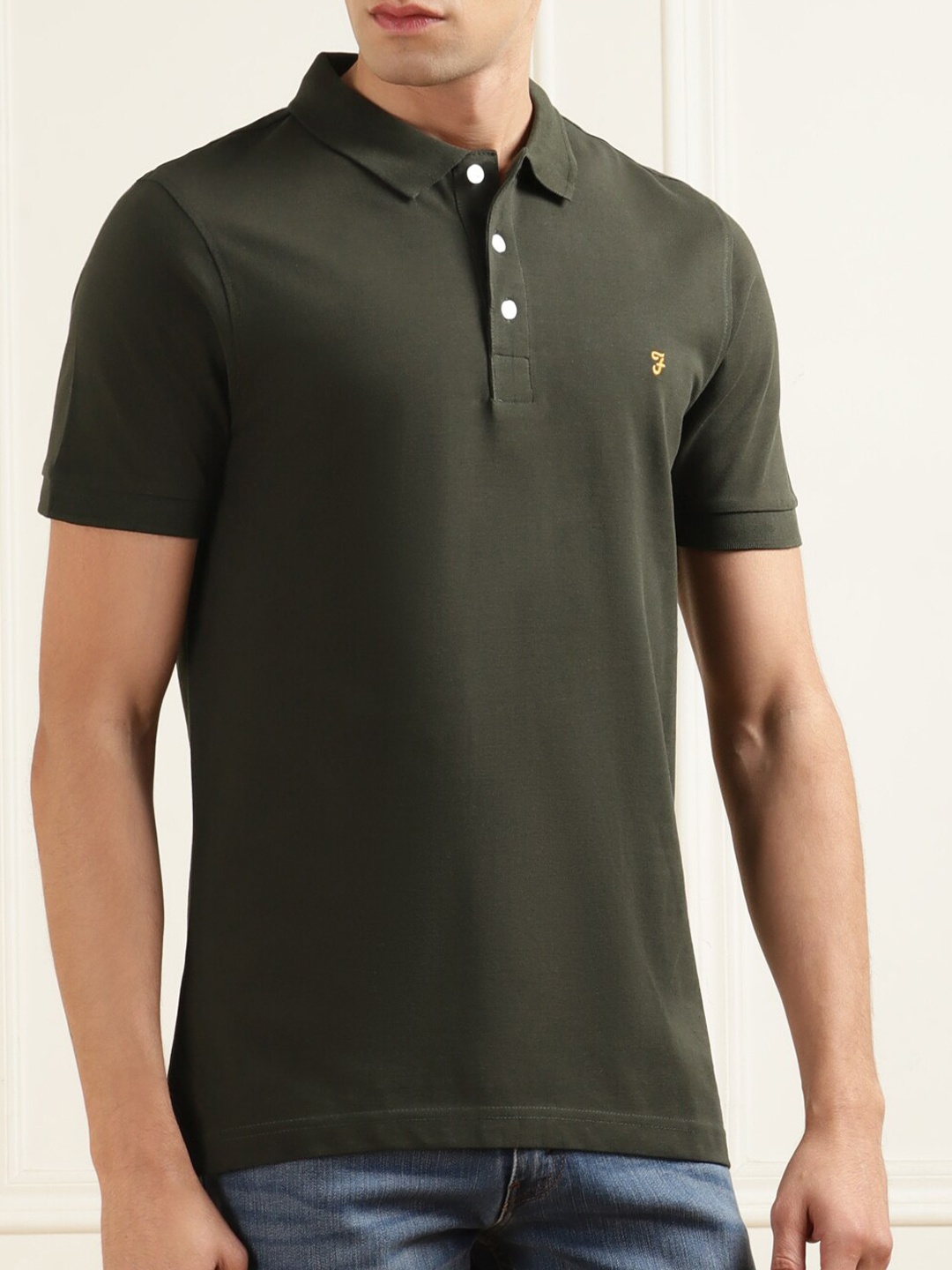 

Farah Polo Collar Cotton T-shirt, Olive