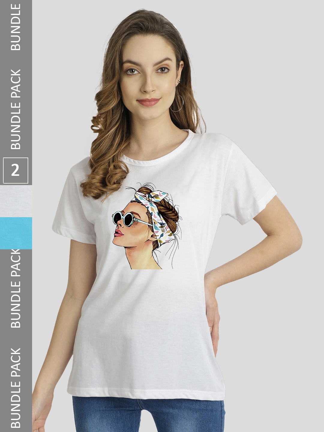 

CHOZI Pack Of 2 Printed Cotton Bio Finish T-shirt, White