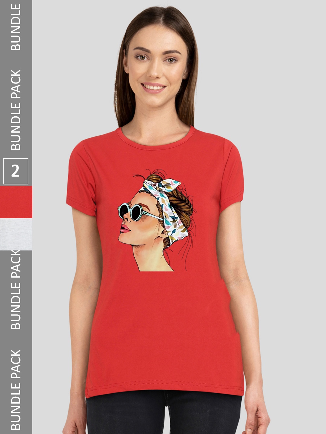 

CHOZI Pack Of 2 Printed Bio Finish Running Cotton T-shirt, Red