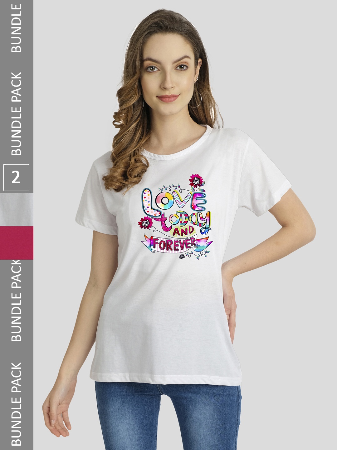 

CHOZI Pack Of 2 Printed Bio Finish Cotton T-shirts, Maroon