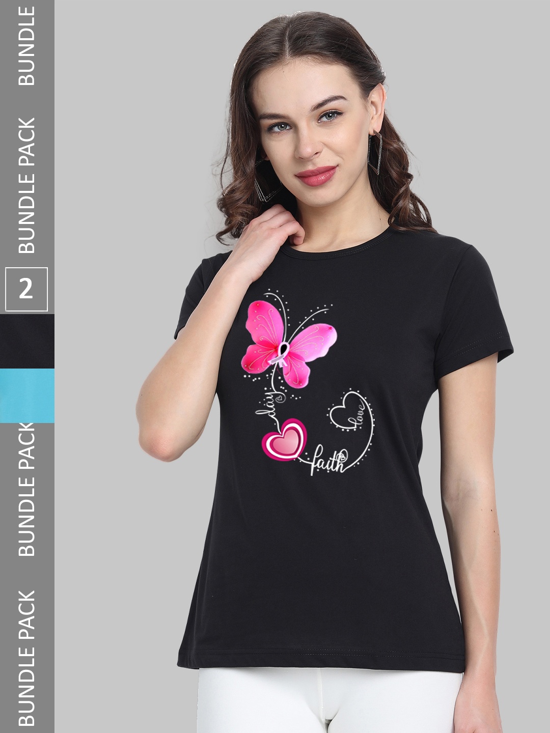 

CHOZI Pack Of 2 Printed Bio Finish Running Cotton T-shirt, Black
