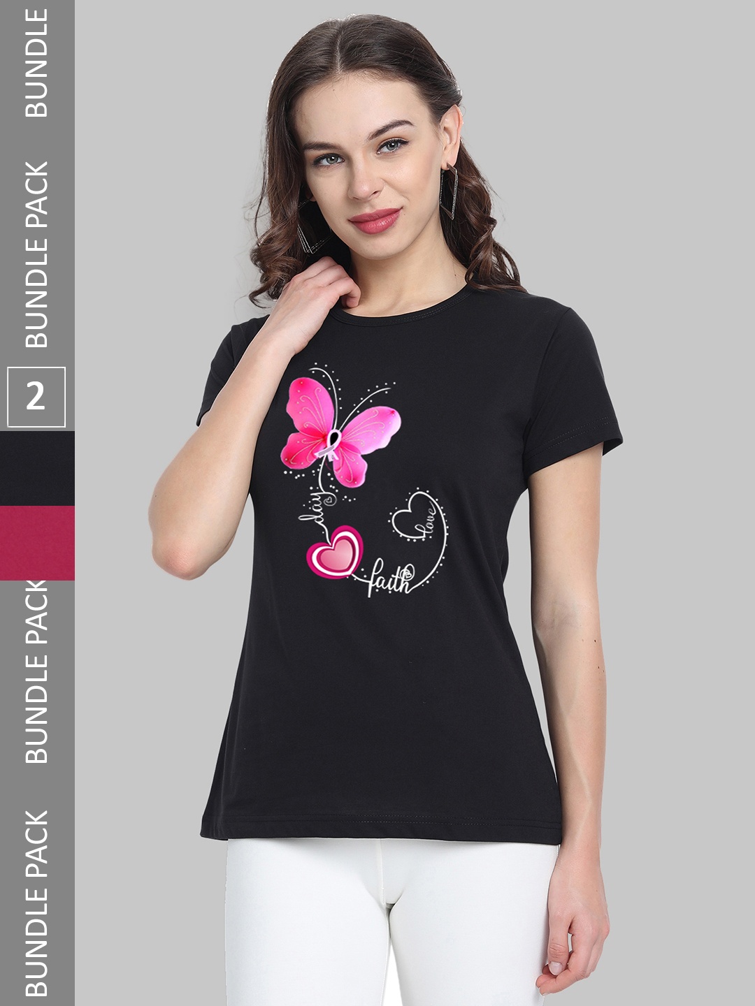 

CHOZI Pack Of 2 Printed Bio Finish Running Cotton T-shirt, Black