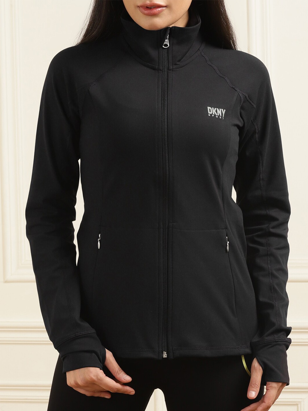 

DKNY Stand Collar Bomber Jacket, Black
