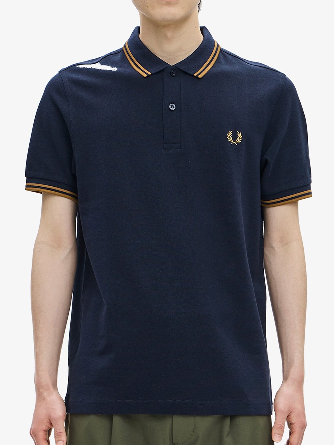 

Fred Perry Polo Collar Cotton Logo Printed T-shirt, Navy blue