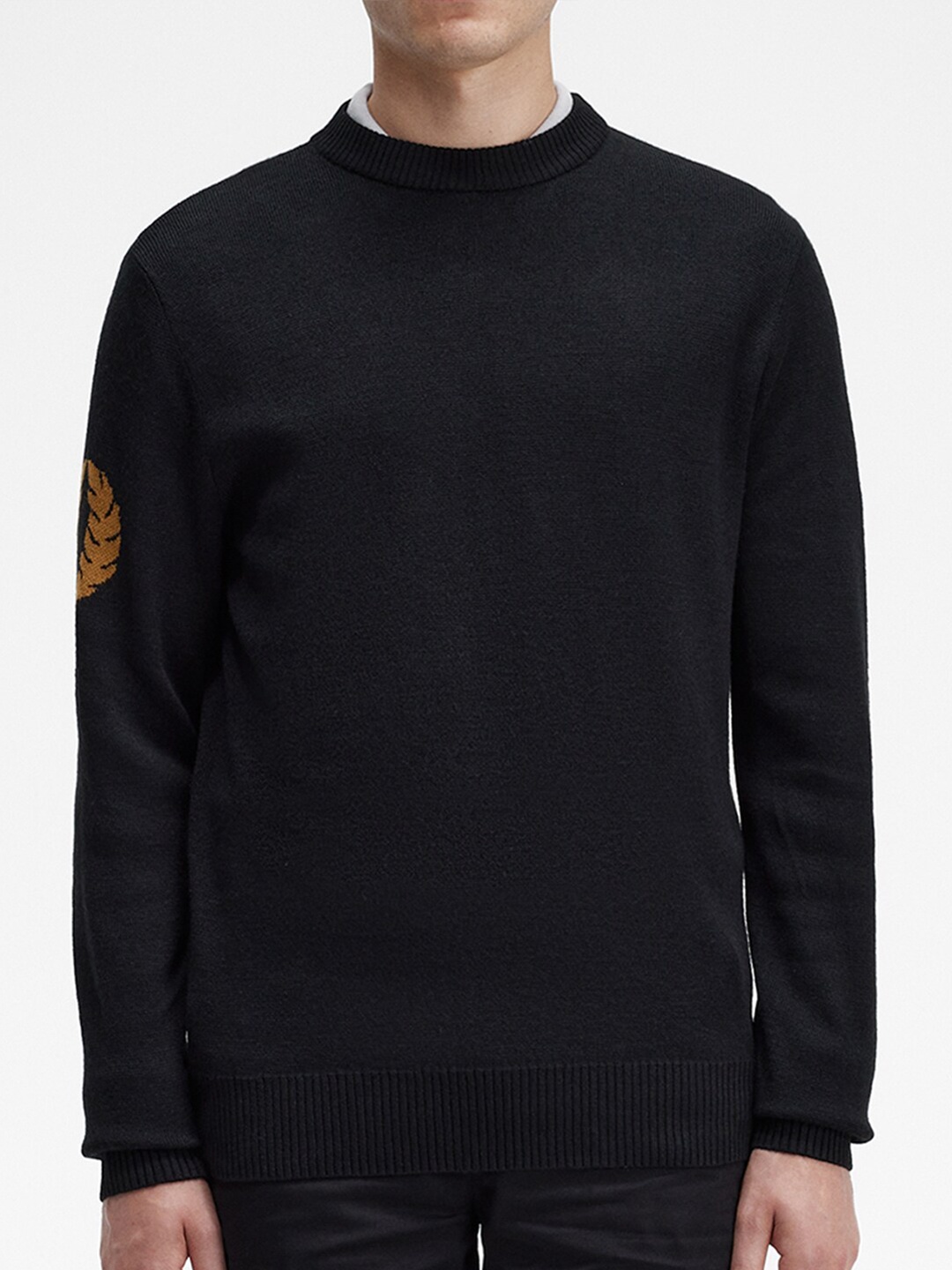 

Fred Perry Round Neck Pullover Wool Sweater, Black