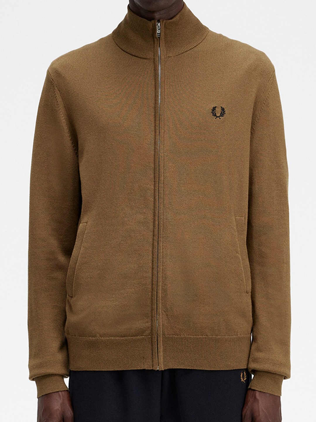 

Fred Perry High Neck Front-Open Cotton Sweatshirt, Brown