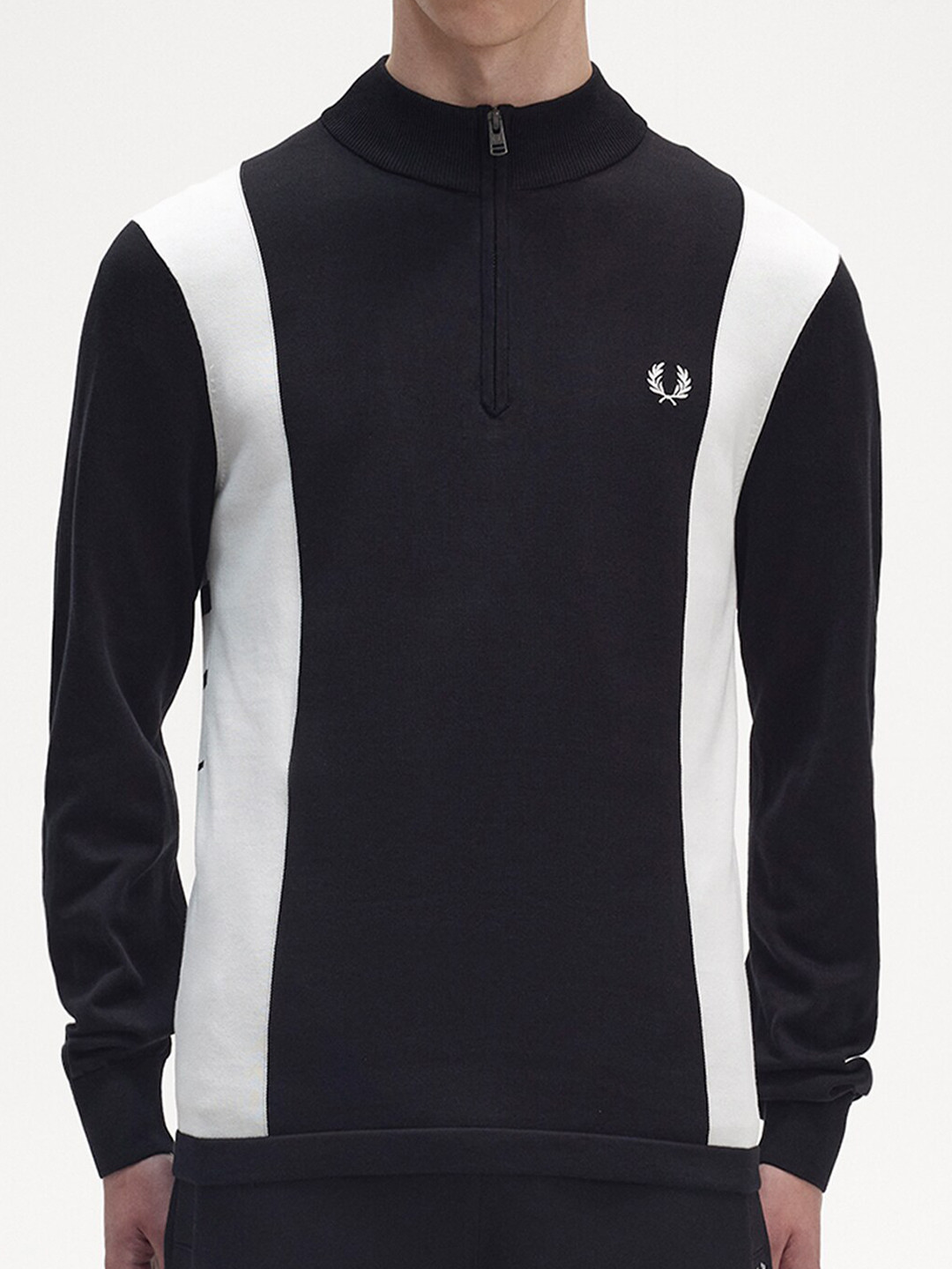 

Fred Perry Striped Pullover Half-Zip Sweater, Black