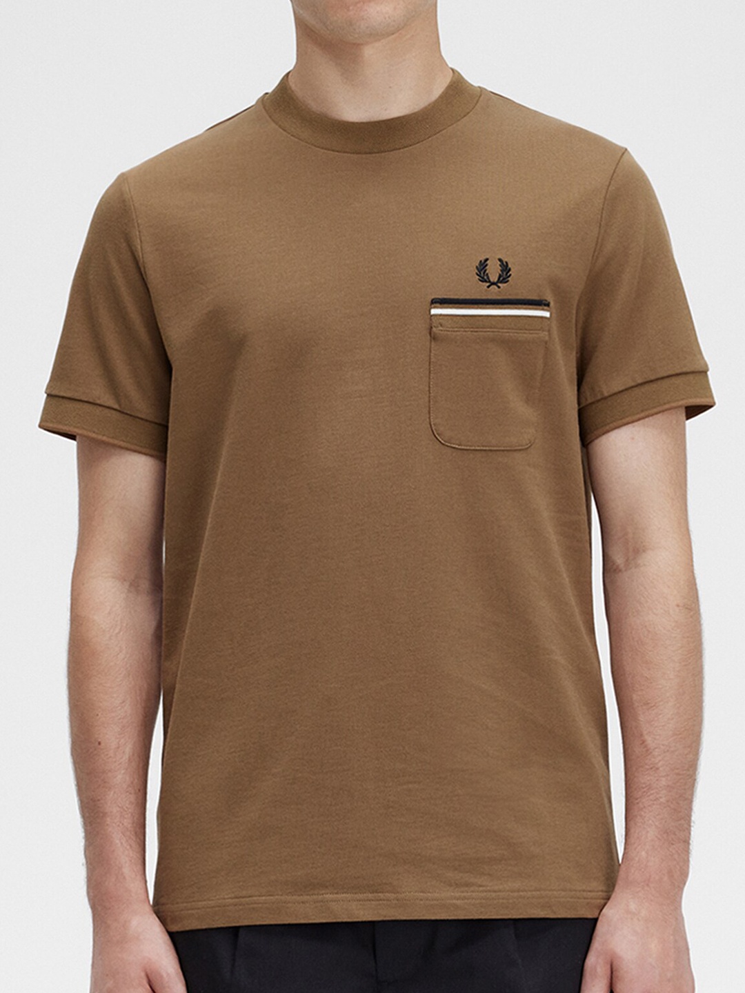

Fred Perry Round Neck Short Sleeves Cotton T-Shirt, Brown