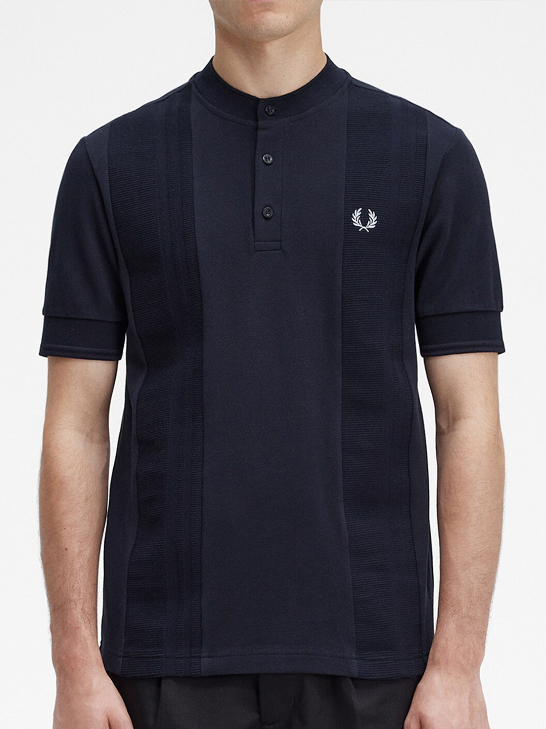 

Fred Perry Mandarin Collar Cotton T-shirt, Navy blue