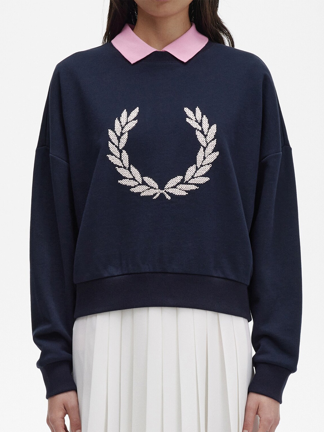 

Fred Perry Brand Logo Printed Pullover Cotton Sweatshirt, Navy blue