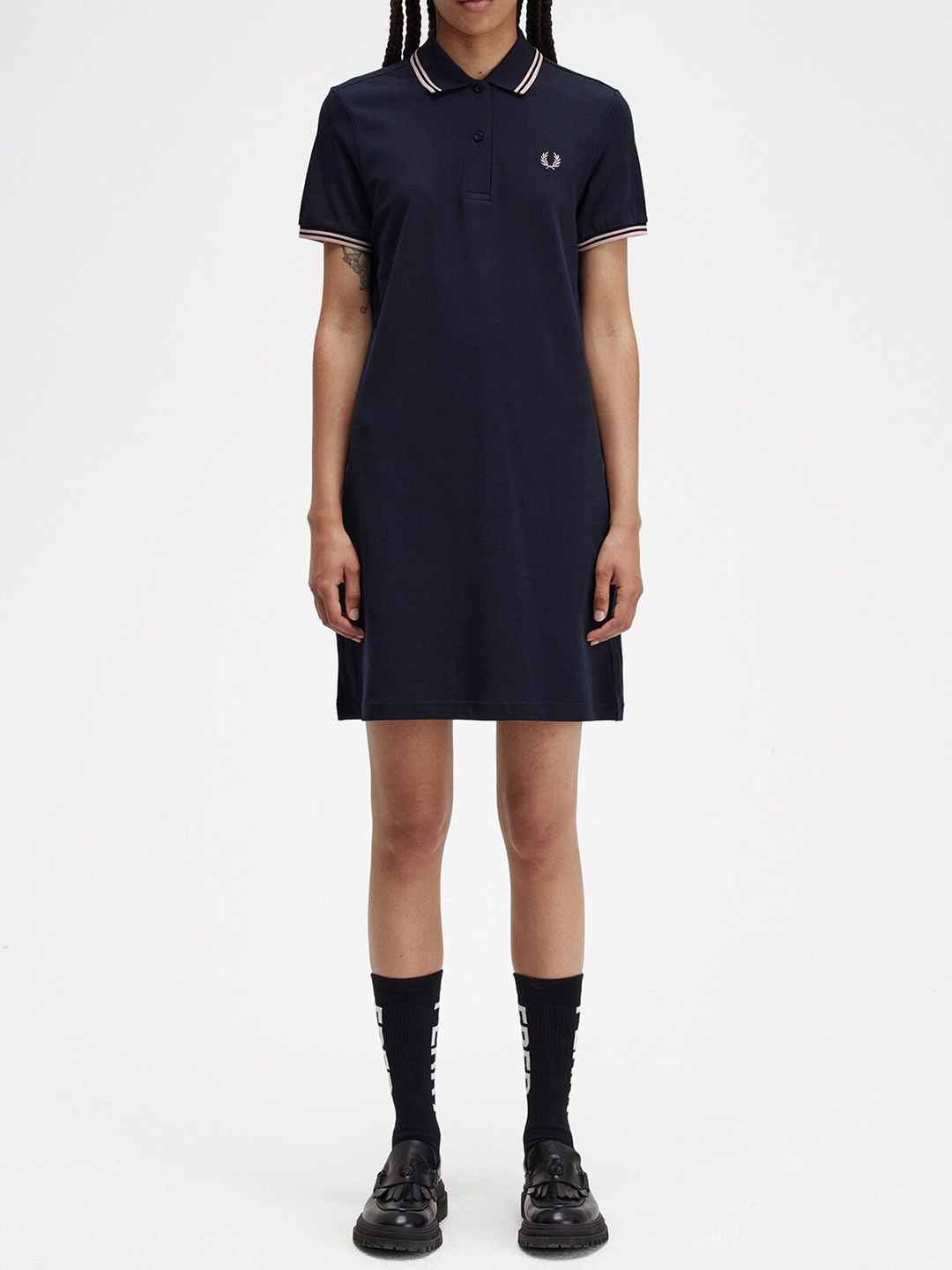 

Fred Perry Shirt Collar T-shirt Dress, Navy blue