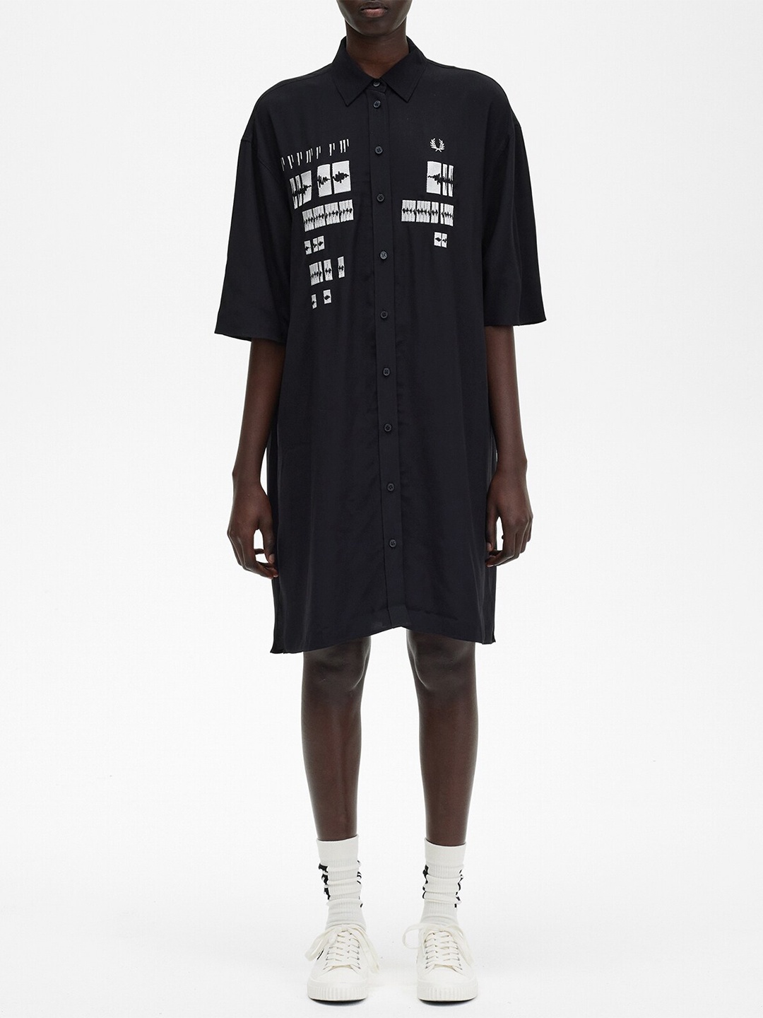 

Fred Perry Embroidered Shirt Dress, Black