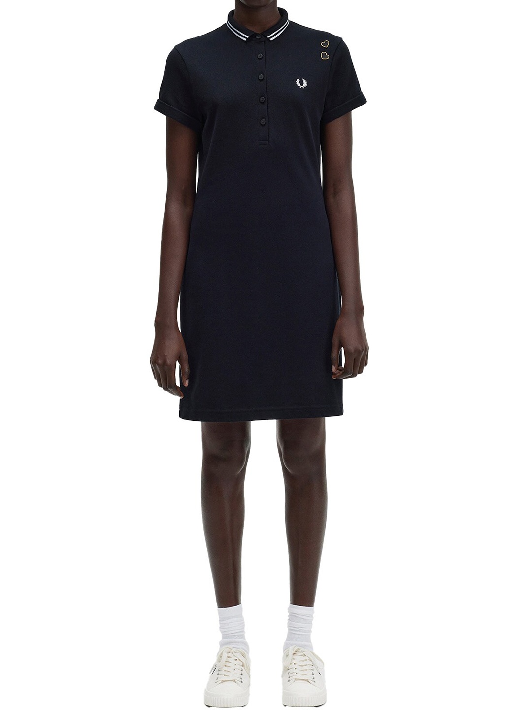 

Fred Perry Shirt Collar Applique T-shirt Dress, Black