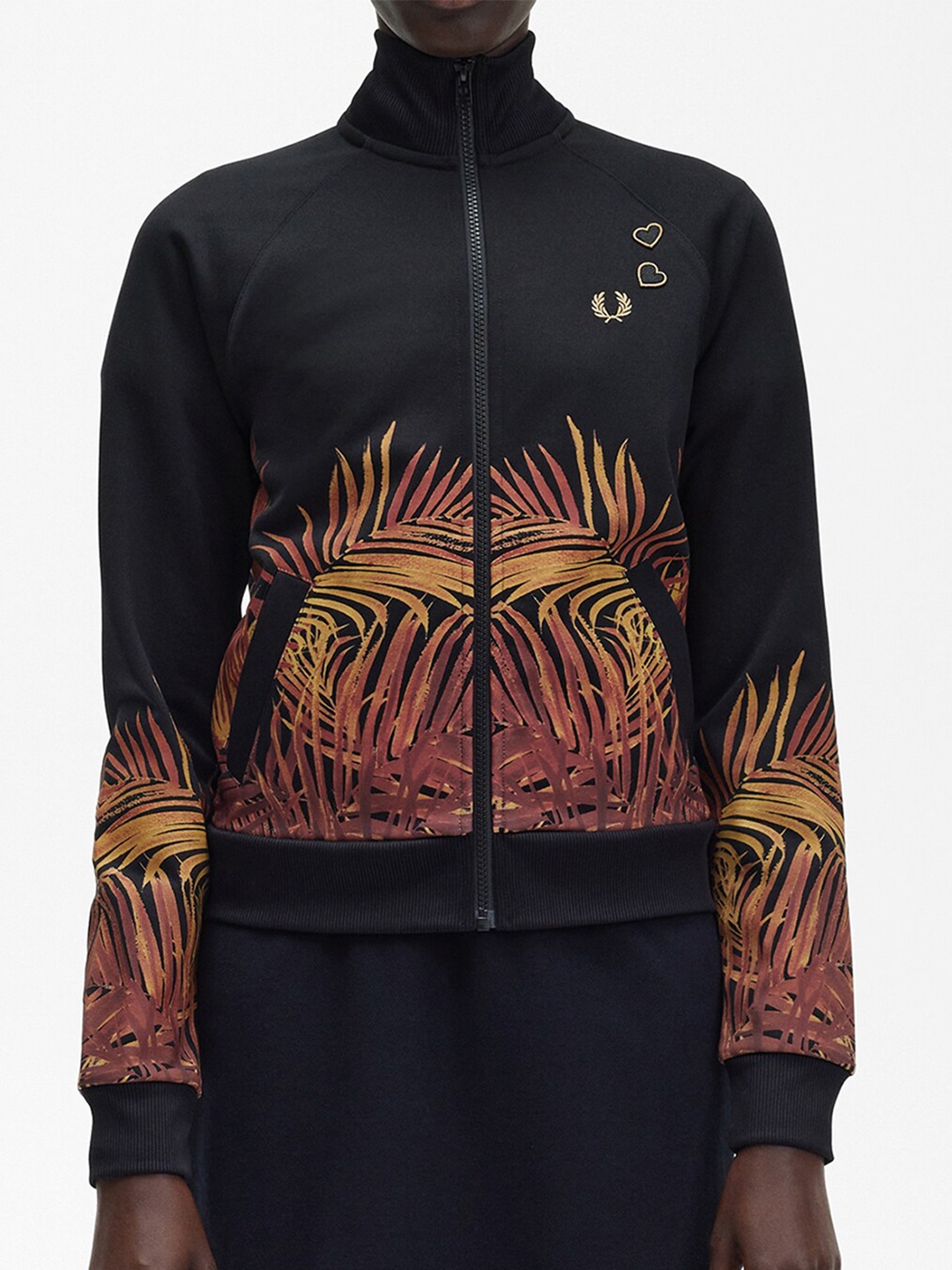 

Fred Perry Graphic Printed Stand Collar Bomber, Black