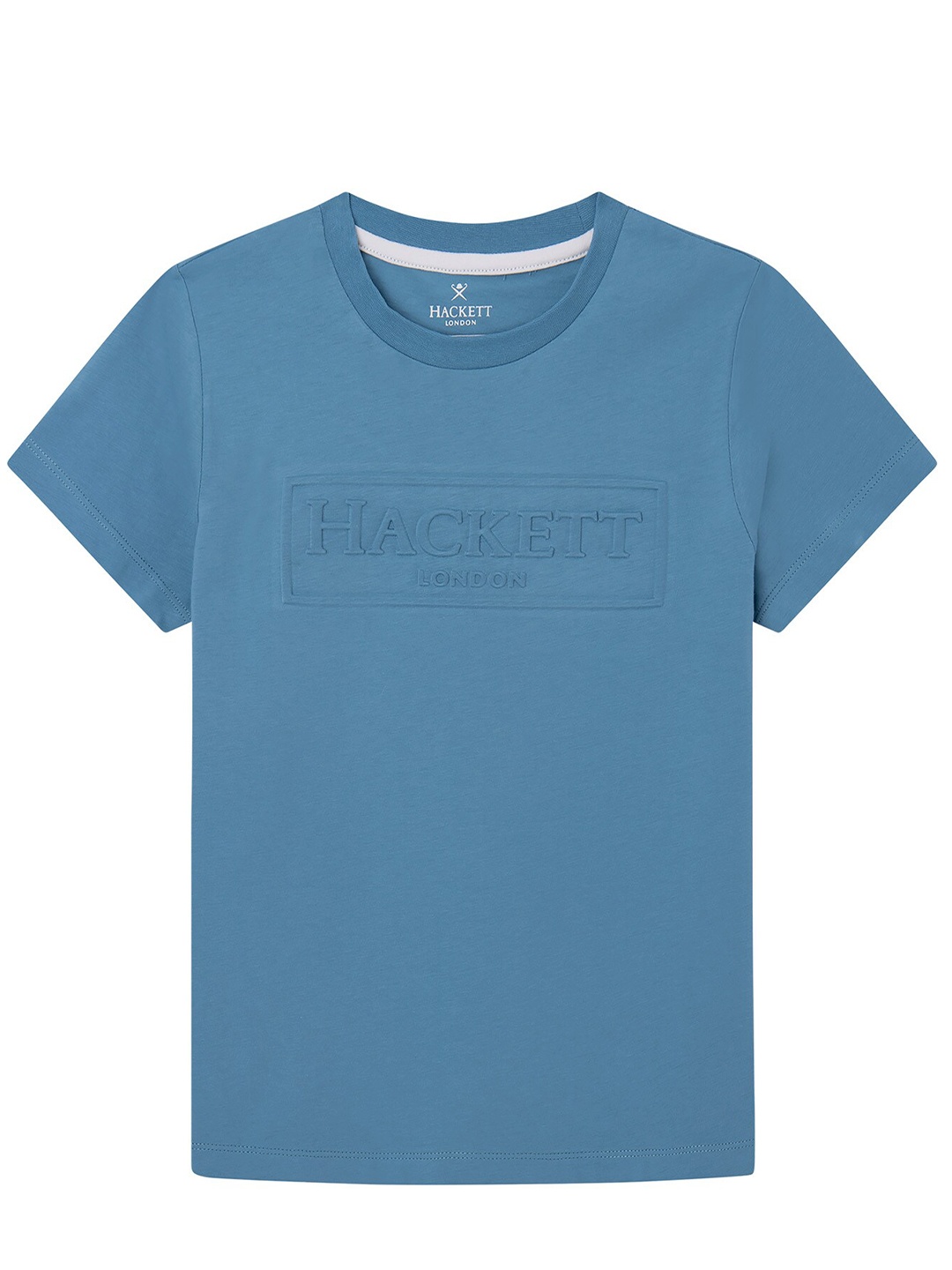 

HACKETT LONDON Boys Self Design Round Neck Cotton T-shirt, Blue