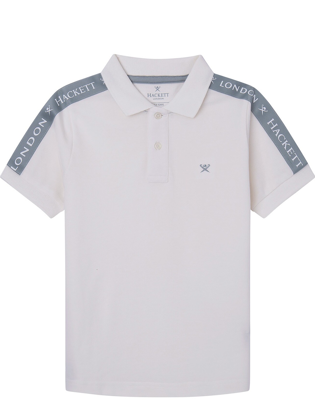 

HACKETT LONDON Boys Typography Printed Polo Collar Cotton Slim Fit T-Shirt, Grey