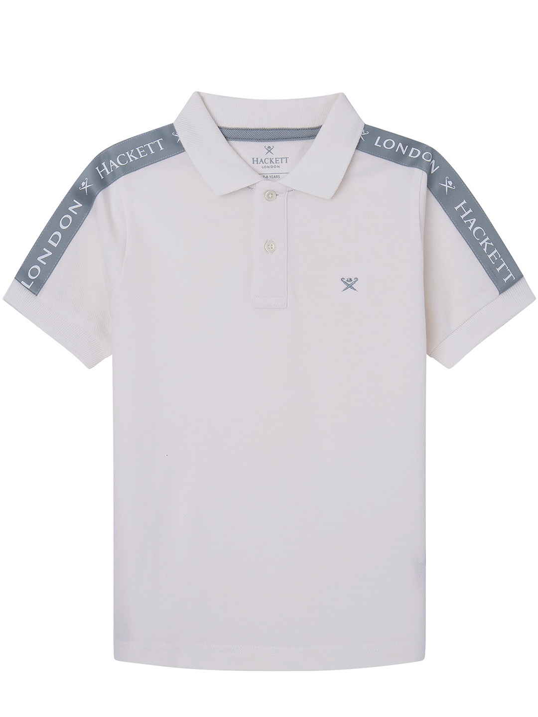 

HACKETT LONDON Boys Typography Printed Polo Collar Cotton Slim Fit T-Shirt, Grey