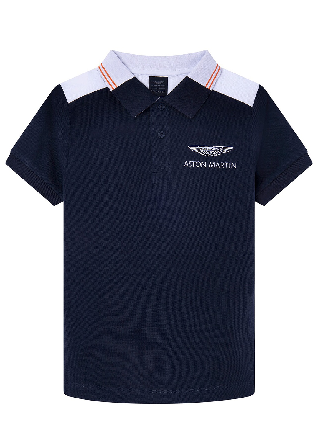 

HACKETT LONDON Boys Colourblocked Polo Collar Cotton Slim Fit T-shirt, Navy blue