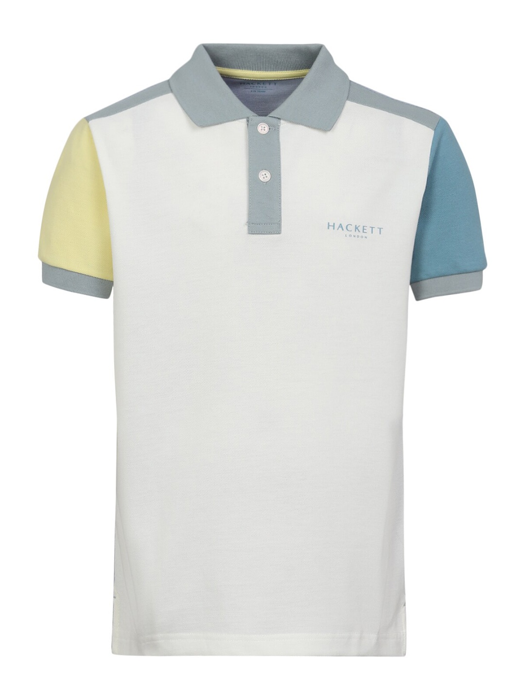 

HACKETT LONDON Boys Colourblocked Polo Collar Cotton T-shirt, Off white