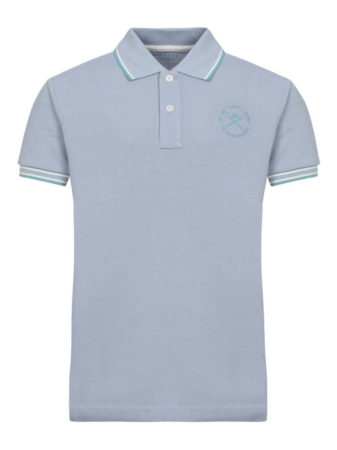 

HACKETT LONDON Boys Typography Printed Polo Collar Pure Cotton T-shirt, Grey