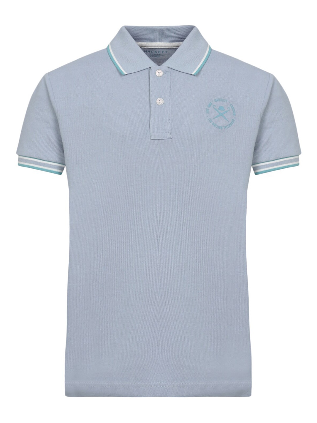 

HACKETT LONDON Boys Embroidered Back Polo Collar Cotton T-shirt, Blue