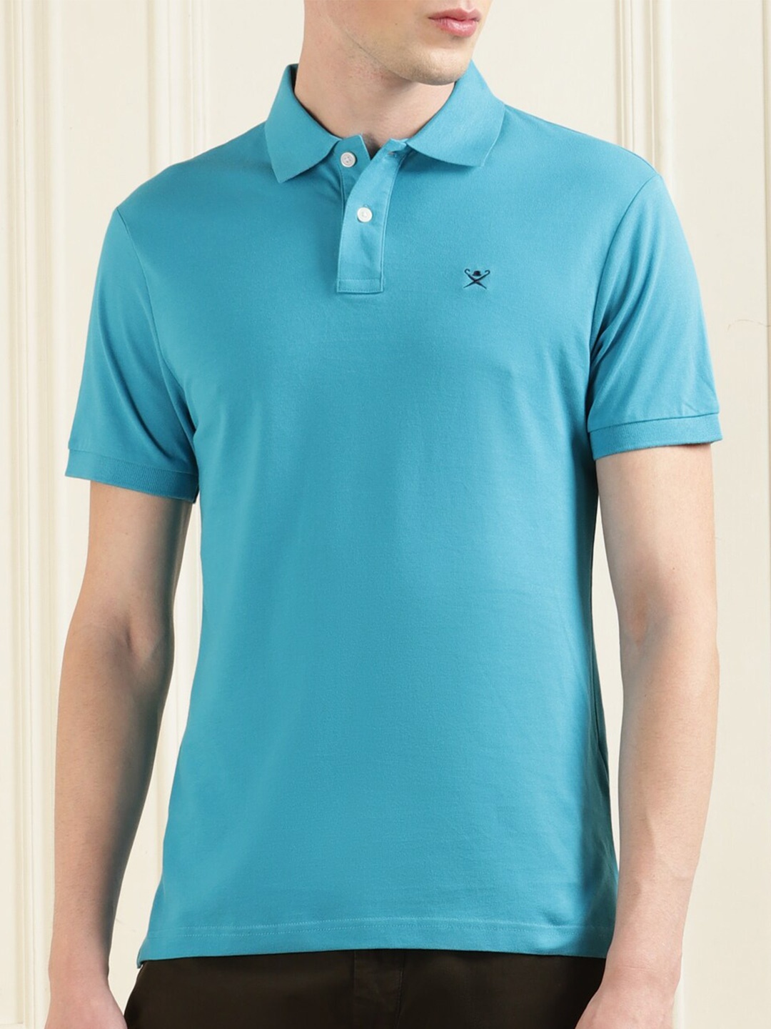 

HACKETT LONDON Polo Collar Short Sleeves Pure Cotton T-shirt, Blue