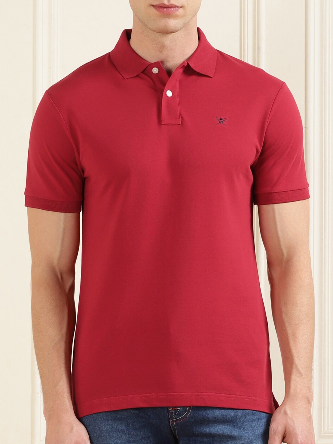 

HACKETT LONDON Polo Collar Short Sleeves Pure Cotton T-shirt, Red