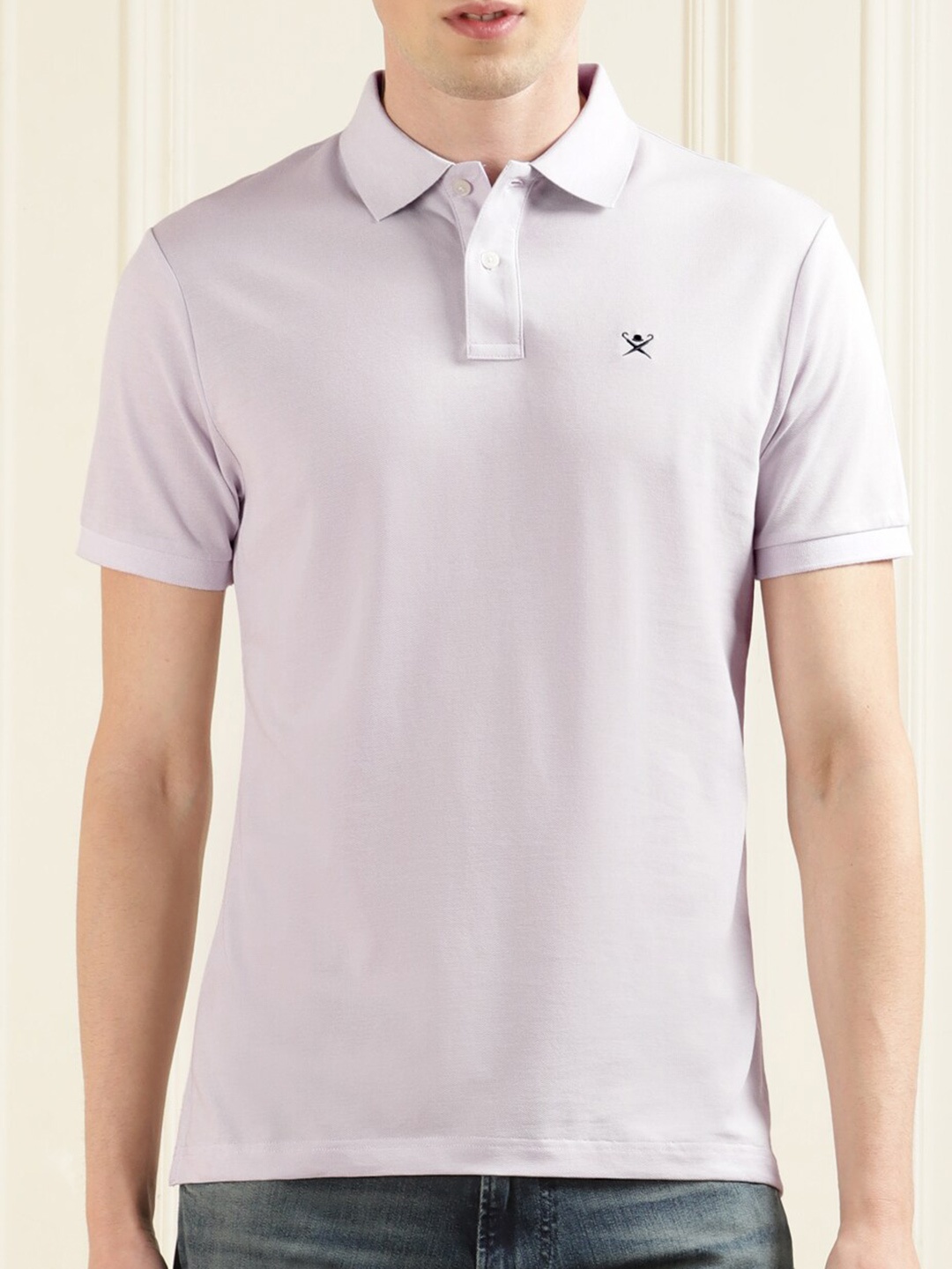 

HACKETT LONDON Polo Collar Short Sleeves Pure Cotton T-shirt, Purple