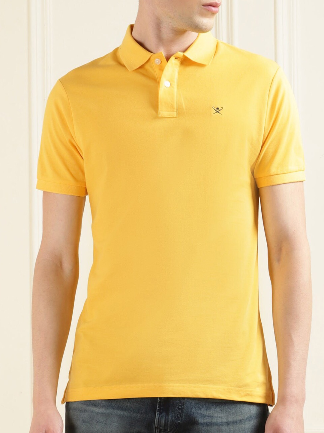 

HACKETT LONDON Polo Collar Short Sleeves Pure Cotton T-shirt, Yellow