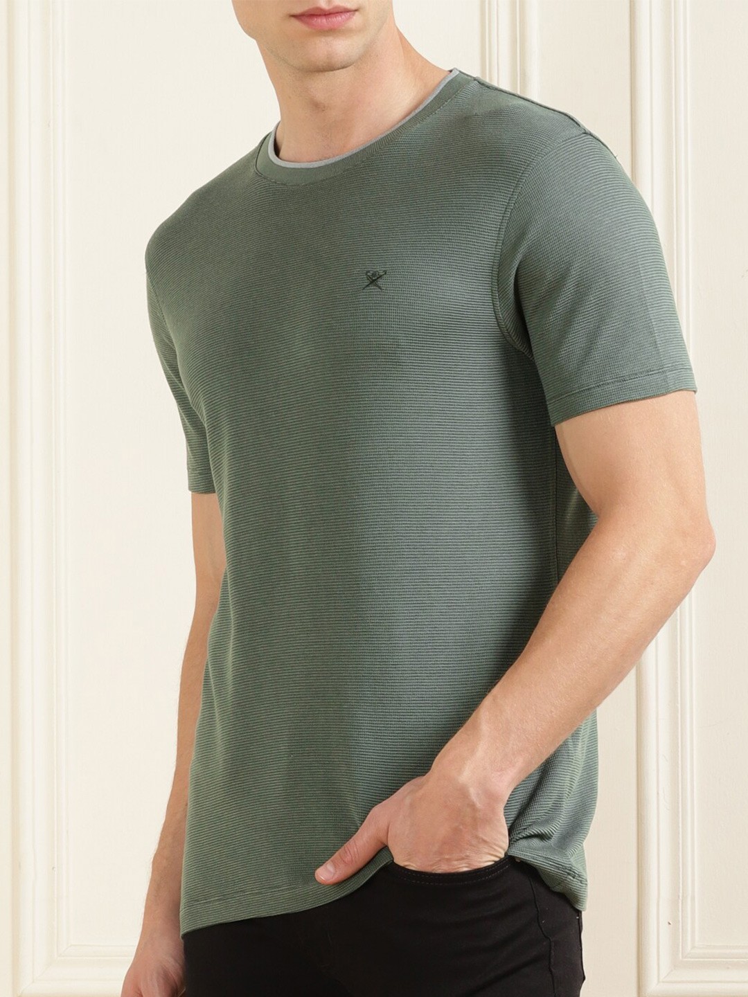 

HACKETT LONDON Round Neck Short Sleeves Cotton T-shirt, Green