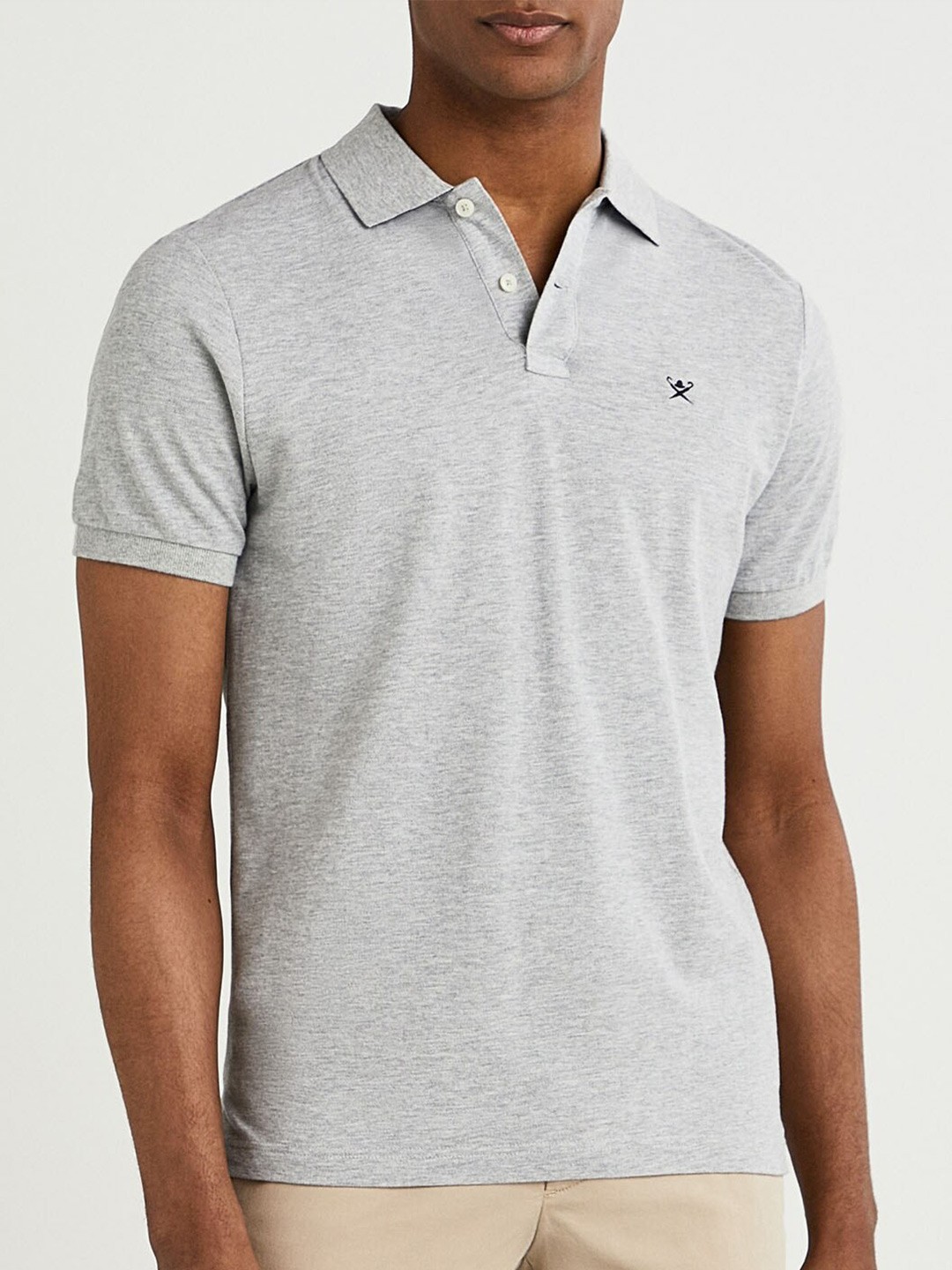 

HACKETT LONDON Polo Collar Short Sleeves Cotton Slim Fit T-shirt, Grey