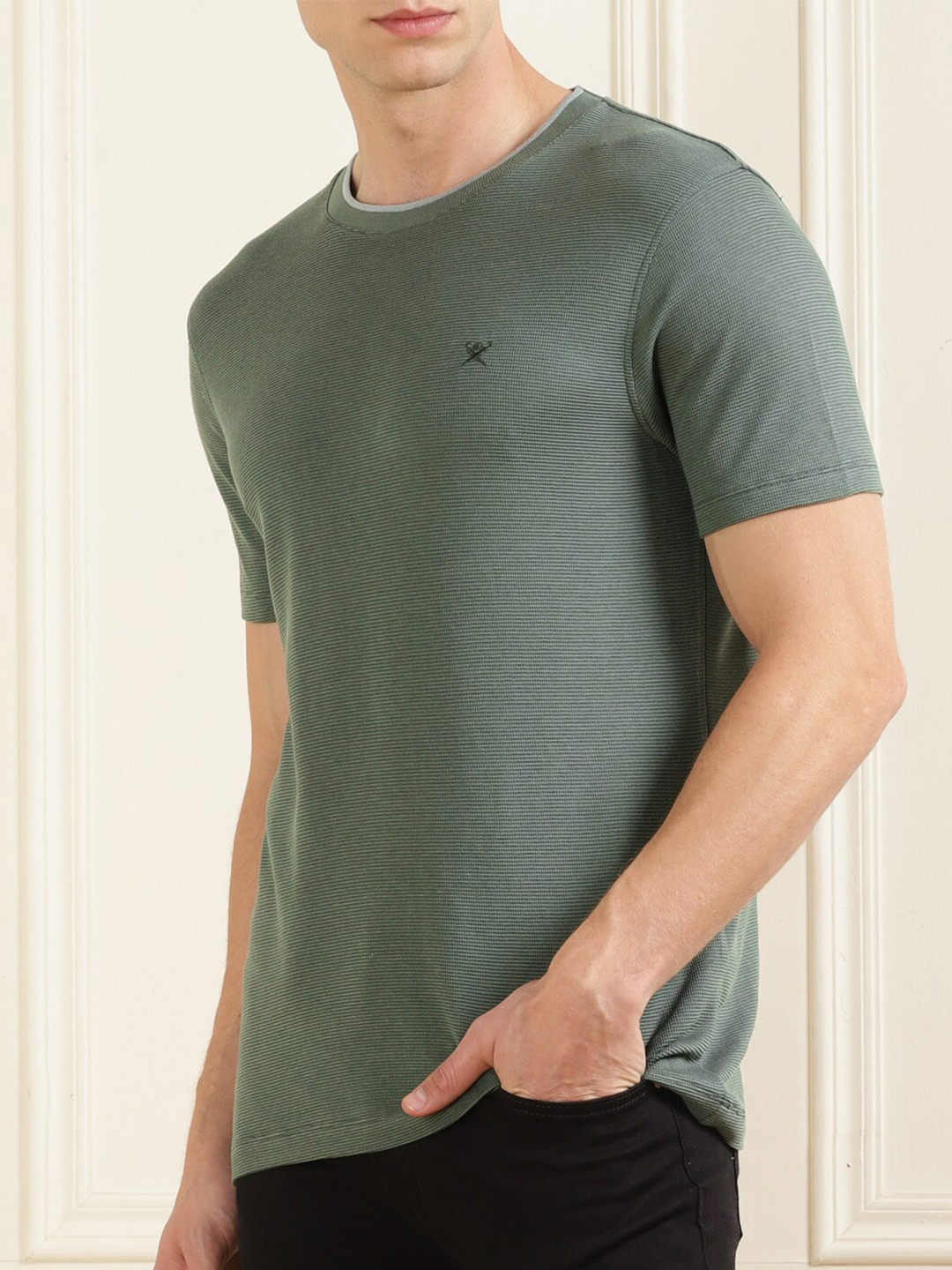 

HACKETT LONDON Self Design Cotton T-shirt, Green