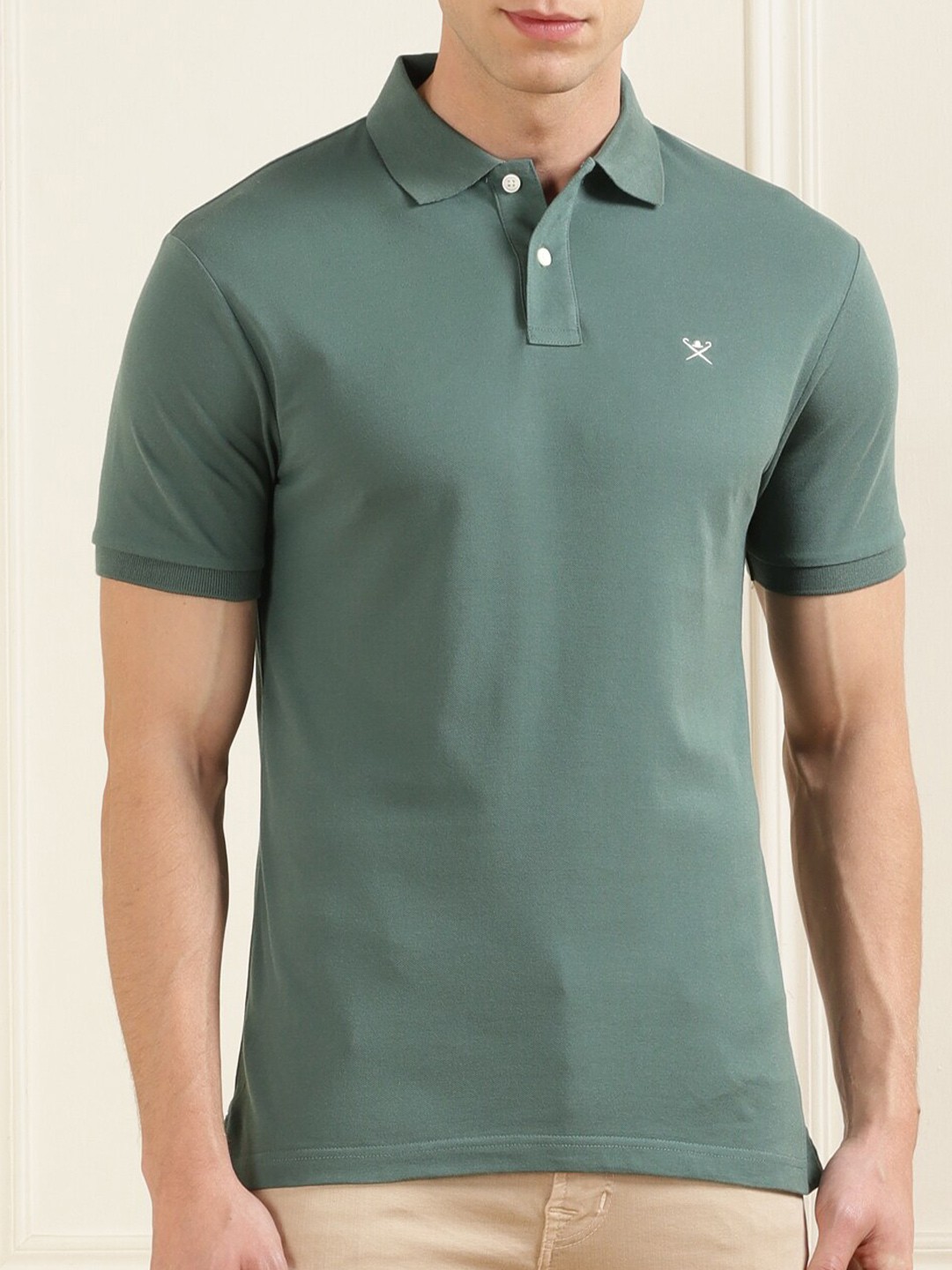

HACKETT LONDON Polo Collar Short Sleeves Pure Cotton T-shirt, Green