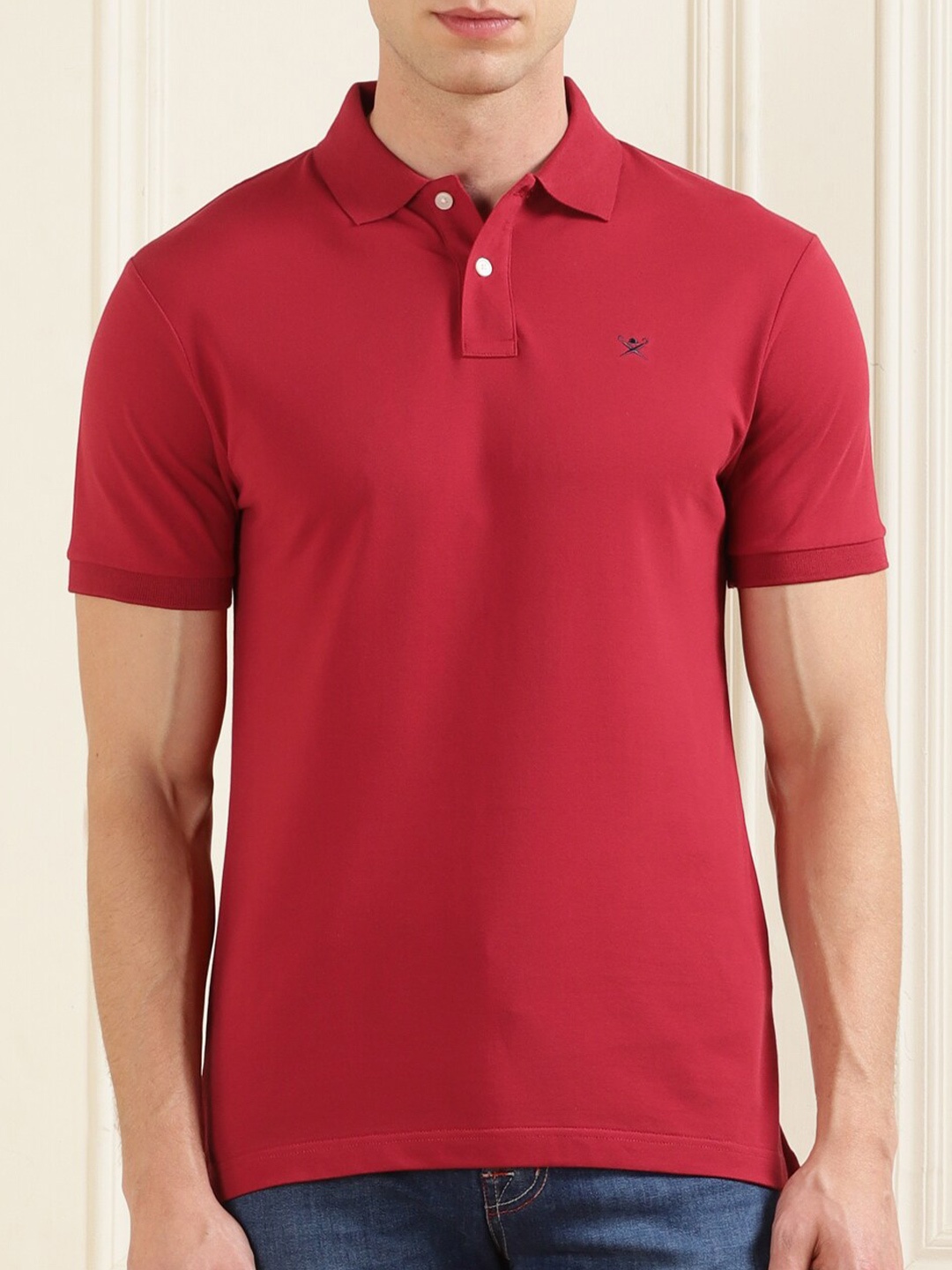 

HACKETT LONDON Polo Collar Short Sleeves Pure Cotton T-shirt, Red