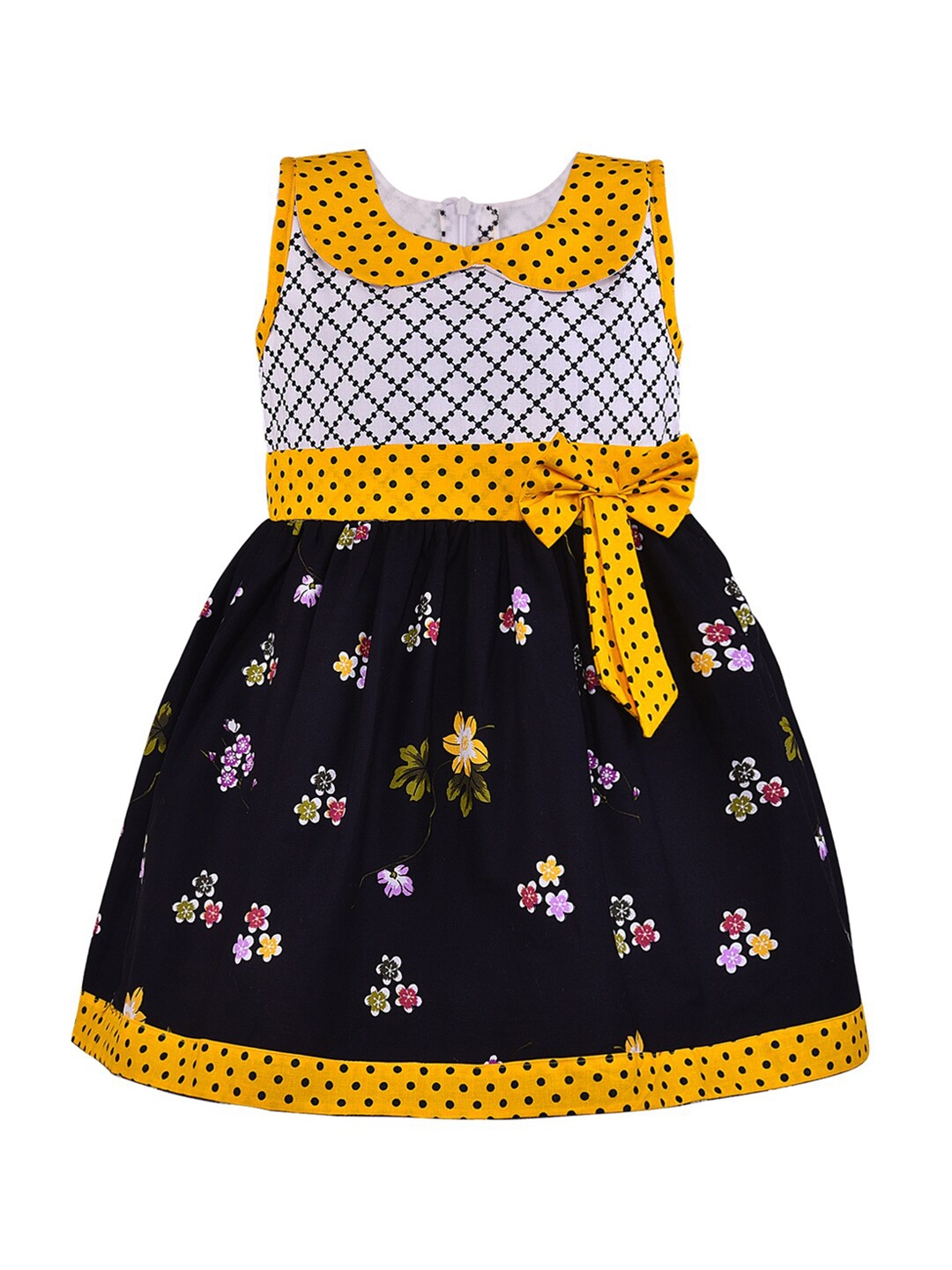 

Wish Karo Floral Print Peter Pan Collar Fit & Flare Dress, Yellow