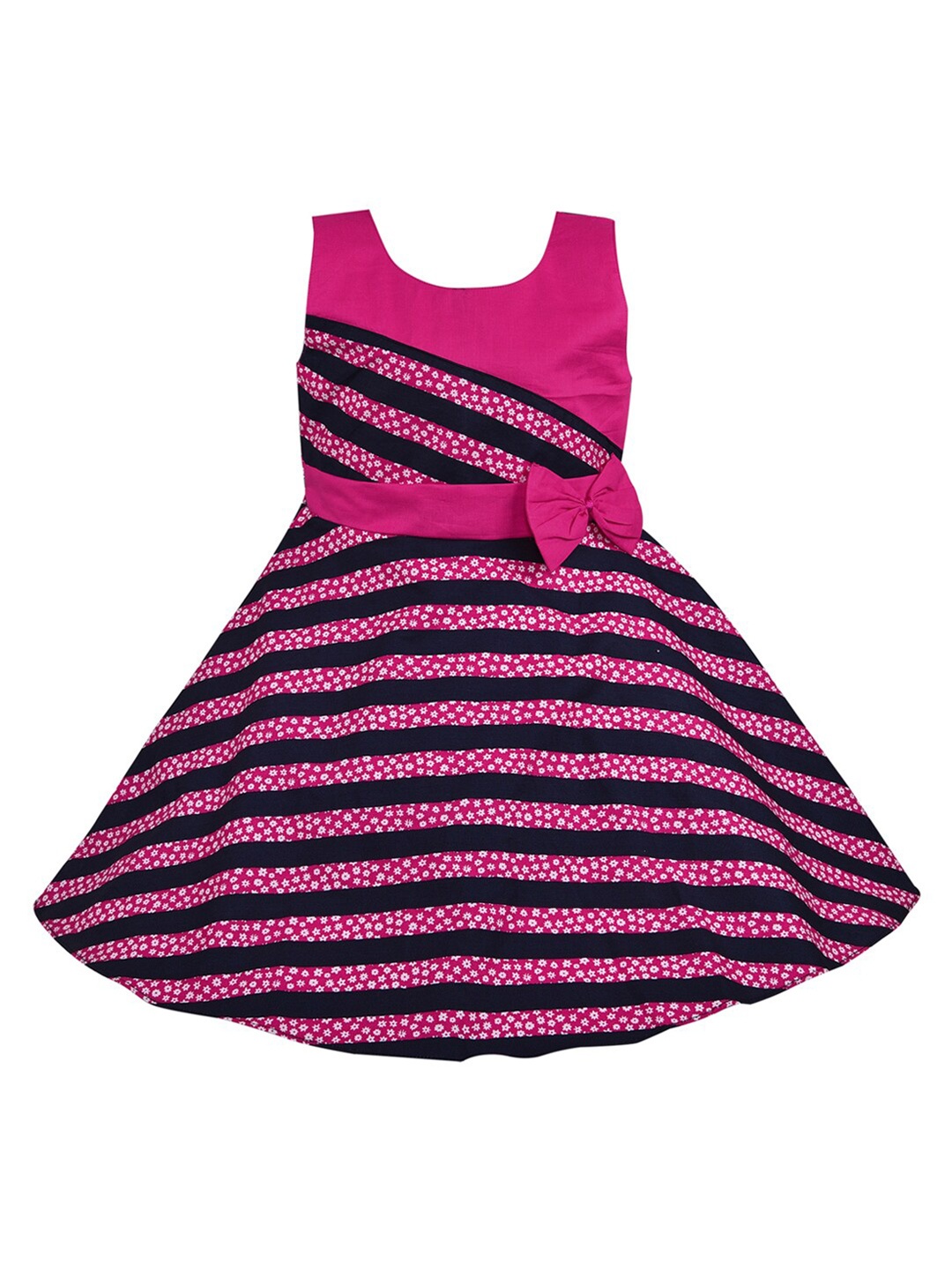 

Wish Karo Girls Floral Printed Sleeveless A-Line Cotton Dress, Pink