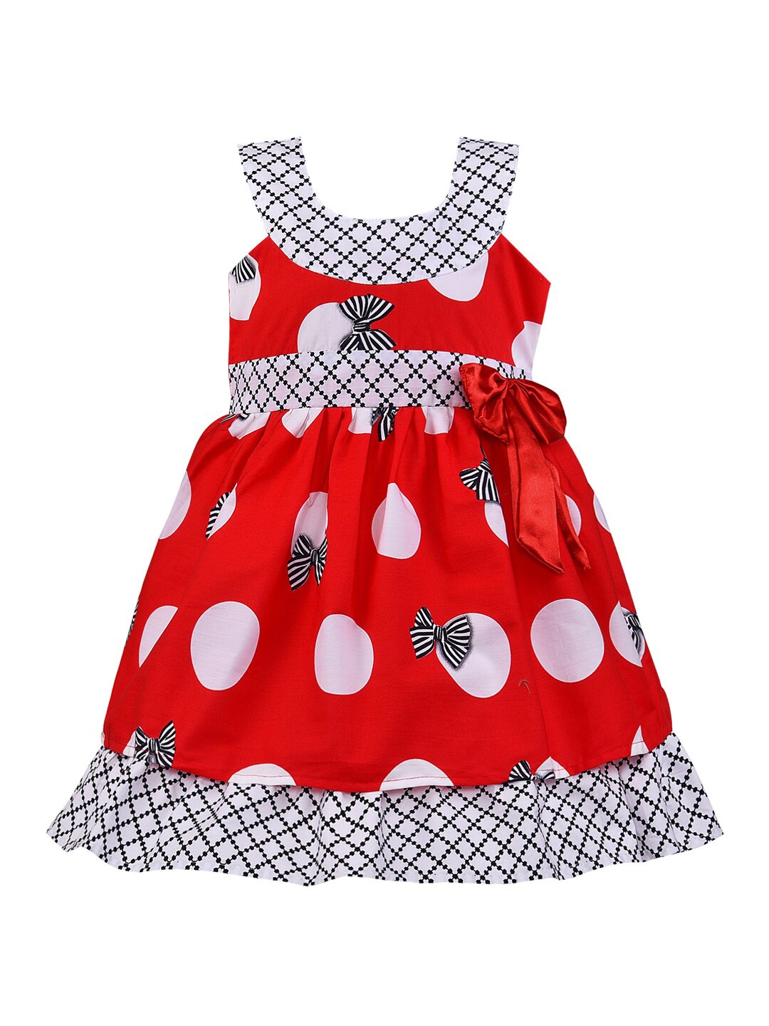 

Wish Karo Girls Polka Dot Print Cotton Fit & Flare Dress, Red