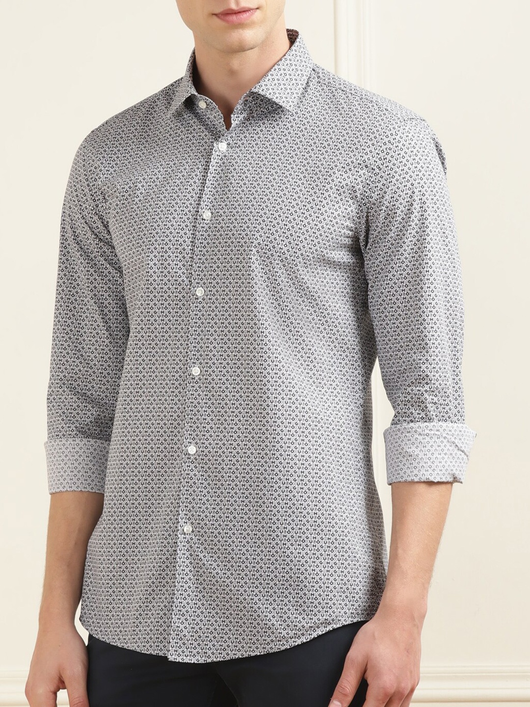 

HUGO Printed Pure Cotton Casual Shirt, Grey