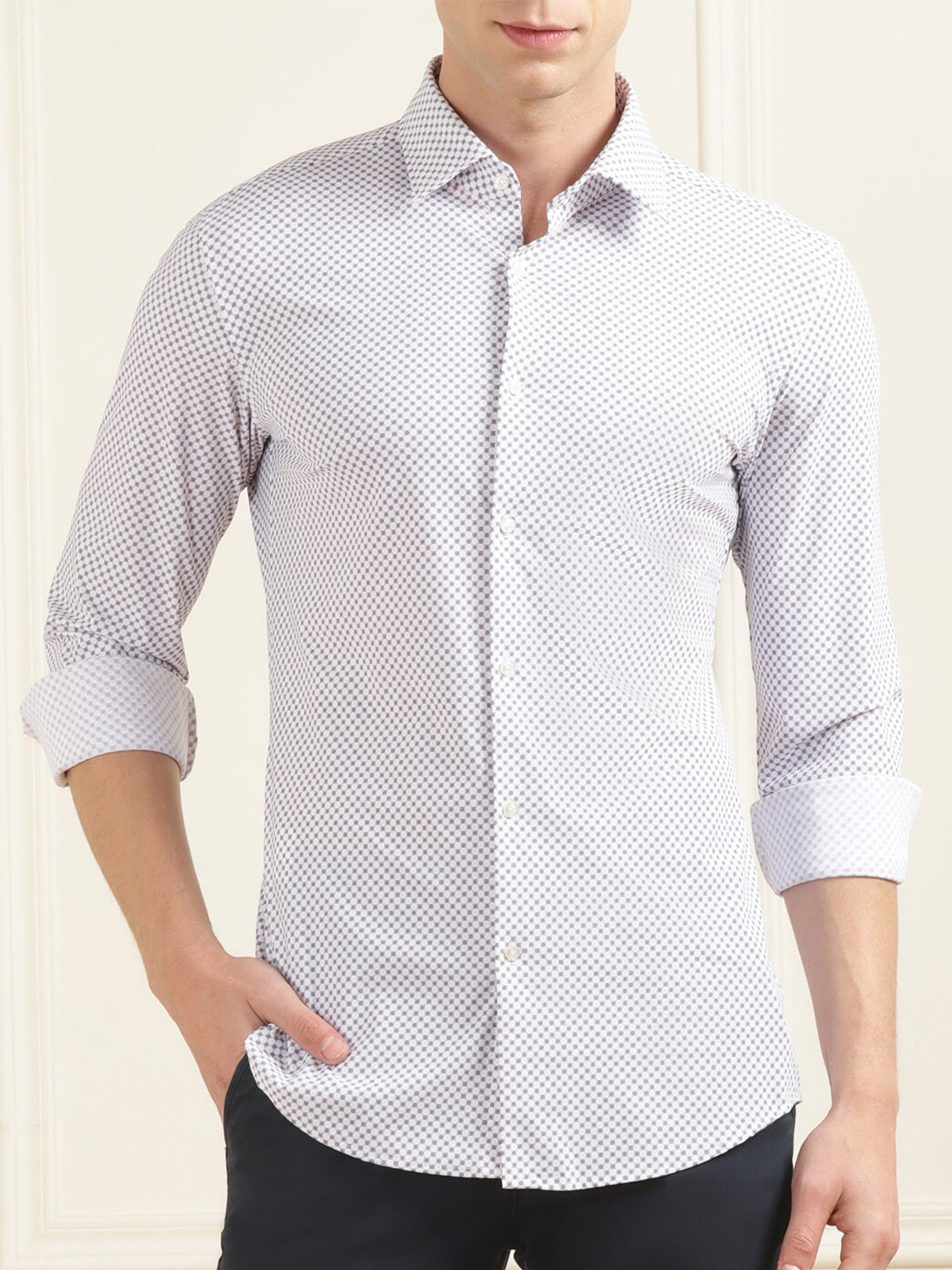 

HUGO Geometric Printed Casual Shirt, White